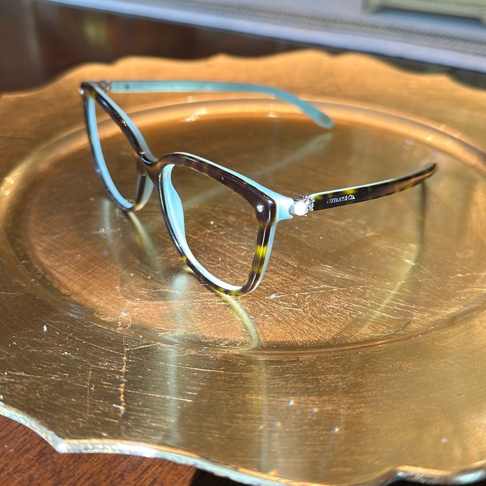 Tiffany & Co tortoise blue Swarovski Crystal Eyeglass frames - Picture 5 of 15